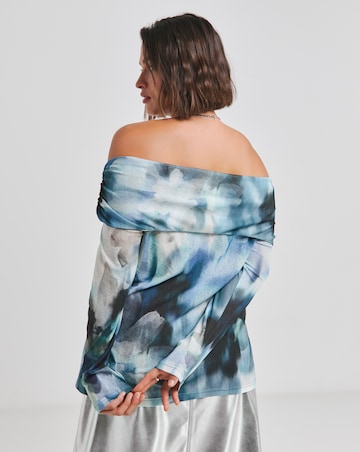 Black Floral Mesh Bardot