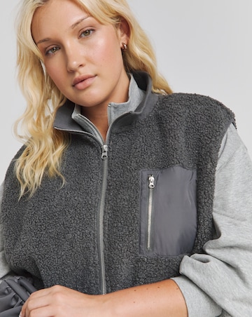 Charcoal Teddy Gilet With Nylon Pocket