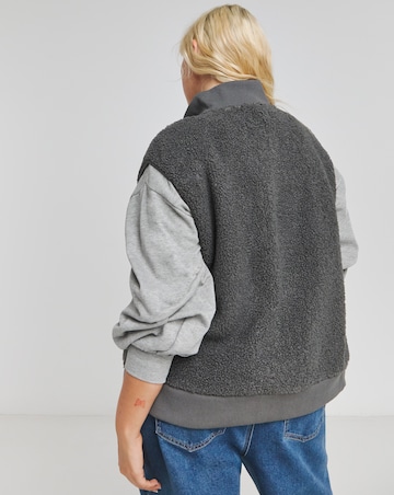 Charcoal Teddy Gilet With Nylon Pocket