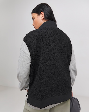 Black Teddy Gilet With Nylon Pocket