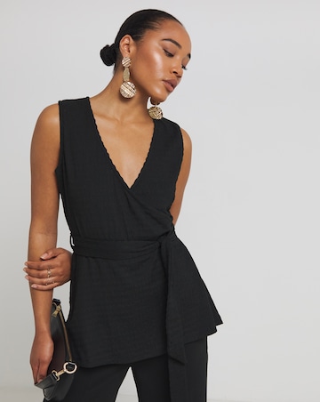 Simply Be Black Belted Wrap Top
