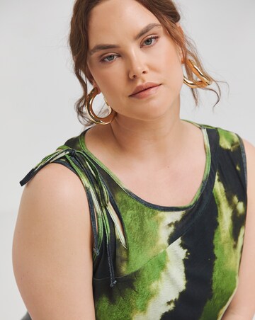 Simply Be Khaki & Black Tie Dye Print Mesh Vest