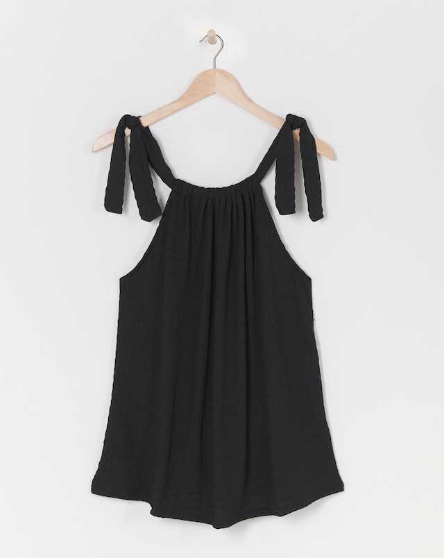 Textured Tie Shoulder Top