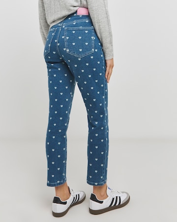 Slim Mom Heart Print Jeans