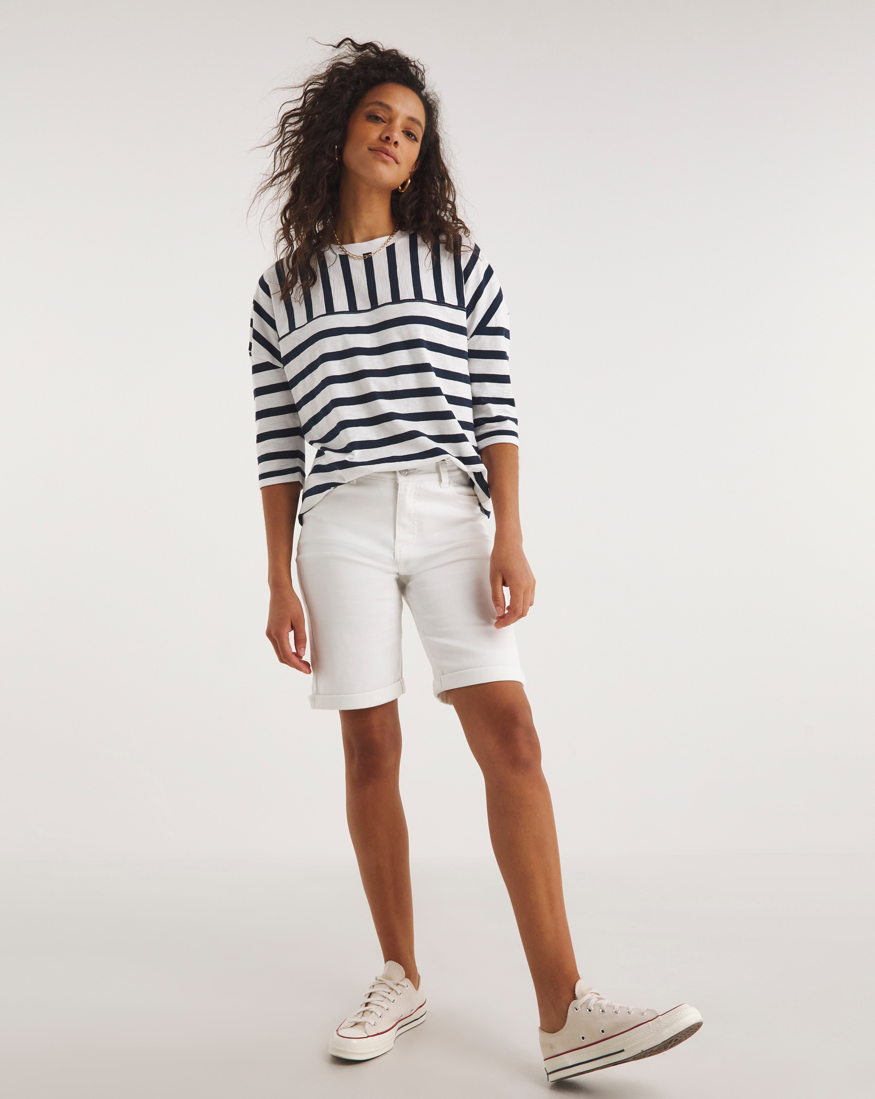 White 24/7 Knee Shorts