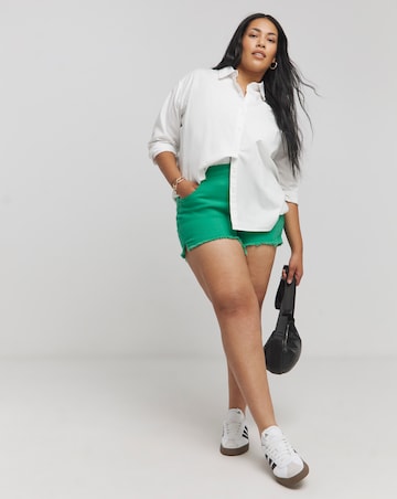 Green Fray Hem Shorts