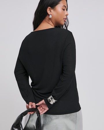 Black Ribbed Mesh Top