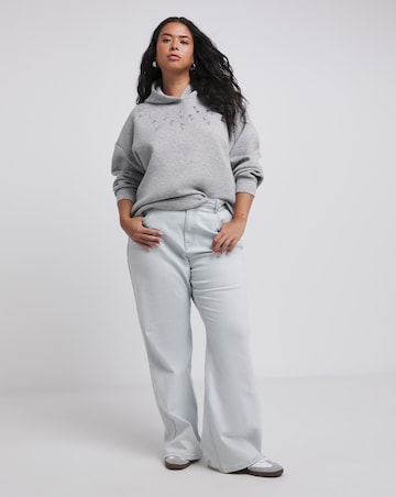 Grey Marl Embellished Luxe Modal Hoodie