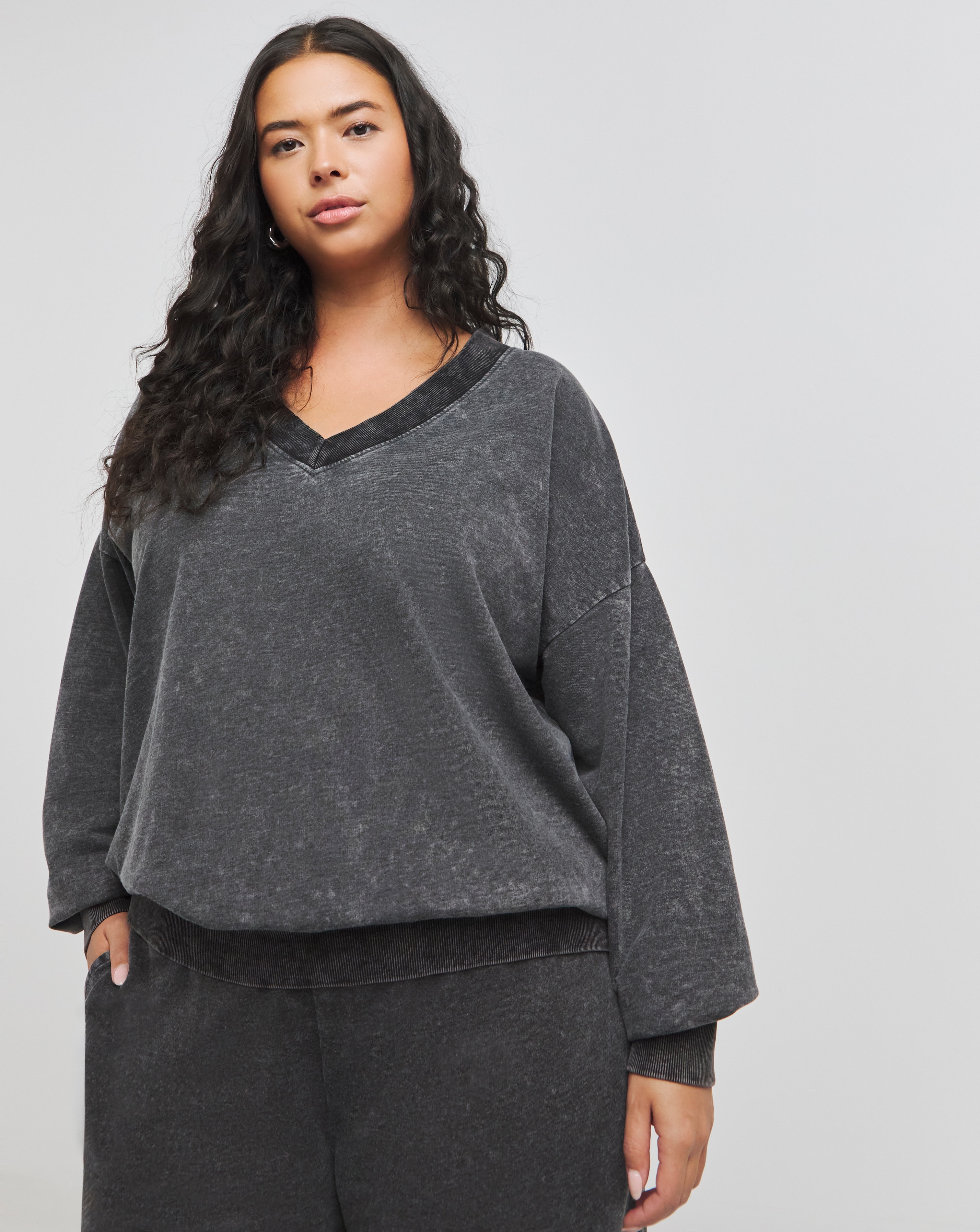 Deep V Neck Sweatshirt