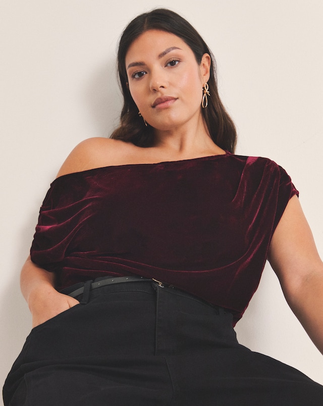 Velour Off The Shoulder Top
