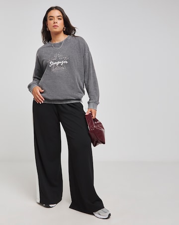 Acid Wash Star Gazer Hot Fix Slogan Sweatshirt