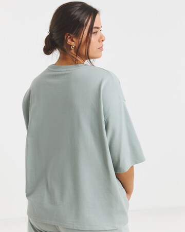 Simply Be Sage Short Sleeve Sweatshirt with Rib Detail