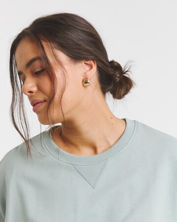 Simply Be Sage Short Sleeve Sweatshirt with Rib Detail