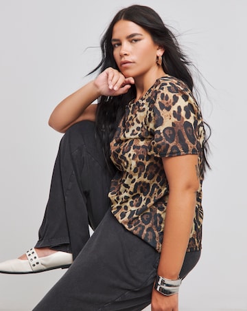 Leopard Print Mesh T-Shirt