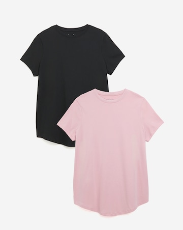 Black & Blush 2 Pack of Curved Hem T-Shirts