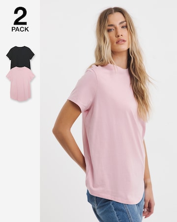 Black & Blush 2 Pack of Curved Hem T-Shirts