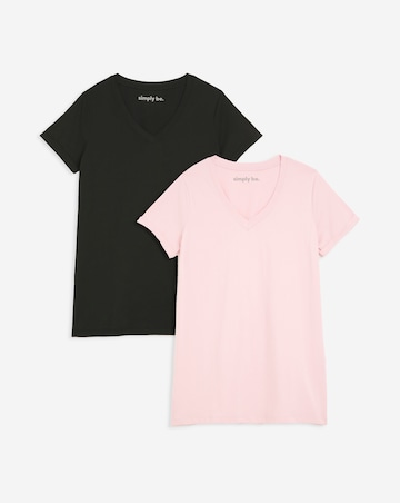Blush & Black 2 Pack Longline V Neck T-Shirt