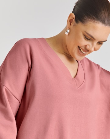 Blush Pink Deep V Neck Sweatshirt