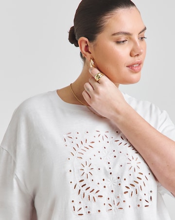 Simply Be White Cut Work Oversized T-Shirt