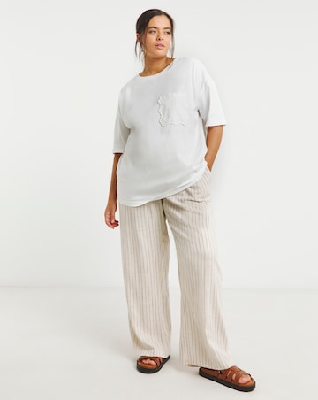 Simply Be White Broderie Pocket T-Shirt