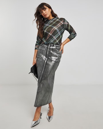 Black Check Print Dry Handle Mesh Top