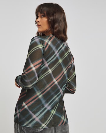 Black Check Print Dry Handle Mesh Top