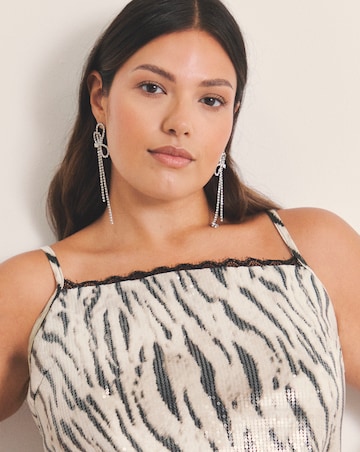 Simply Be Brown Zebra Print Clear Sequin Cami Top