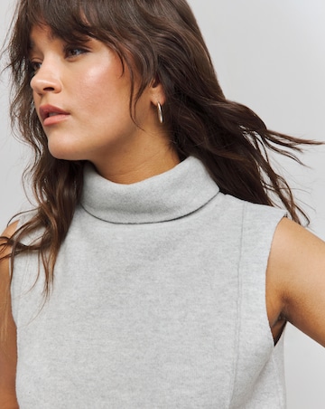 Grey Marl Cut & Sew Roll Neck Vest