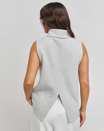 Grey Marl Cut & Sew Roll Neck Vest