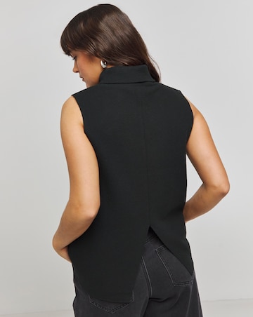 Black Cut & Sew Roll Neck Vest