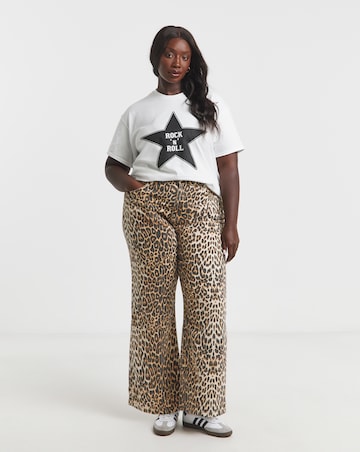 Simply Be White Rock 'N' Roll Slogan T-Shirt