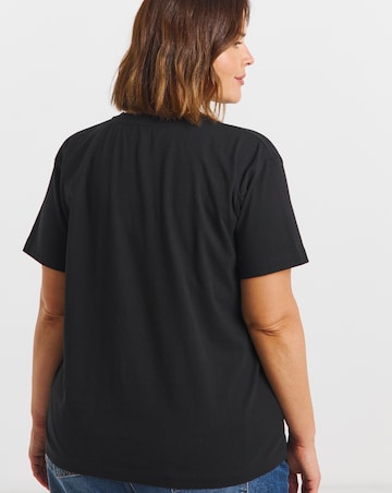 Simply Be Black Embroidered and Beaded Floral T-Shirt