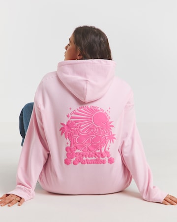 Simply Be Baby Pink Puff Print Back Summer Paradise Hoodie
