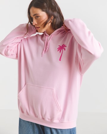 Simply Be Baby Pink Puff Print Back Summer Paradise Hoodie