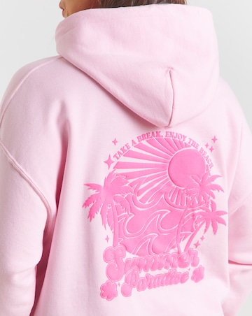 Simply Be Baby Pink Puff Print Back Summer Paradise Hoodie