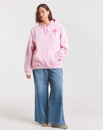 Simply Be Baby Pink Puff Print Back Summer Paradise Hoodie