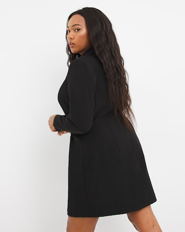 Black Embellished Buckle Twist Blazer Dress