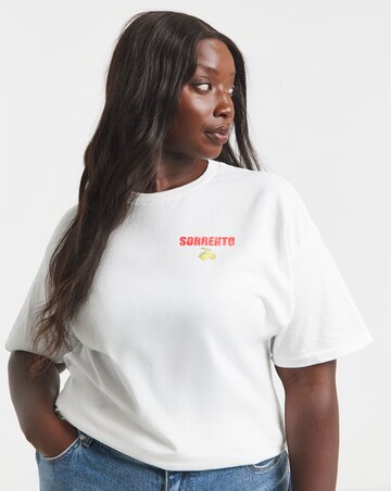 Simply Be White Sorrento Slogan T-Shirt