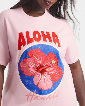 Simply Be Pink Aloha Slogan T-Shirt