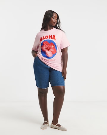 Simply Be Pink Aloha Slogan T-Shirt