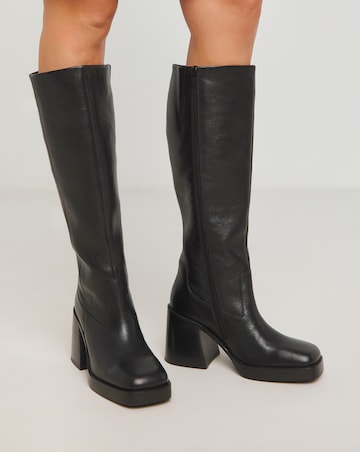 Gingerly Leather Platform Knee High Boots - Extra Wide Fit (EEE) & Standard Calf
