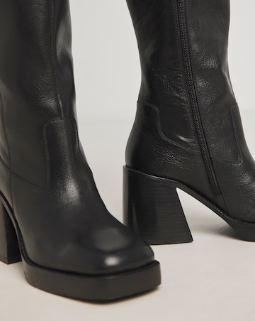 Gingerly Leather Platform Knee High Boots - Extra Wide Fit (EEE) & Standard Calf