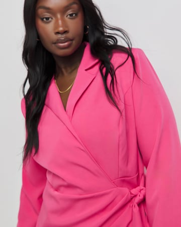 Hot Pink Twist Front Blazer Dress
