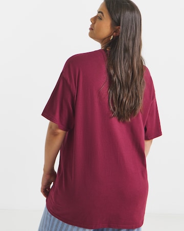 Burgundy Coffee Embroidery T-Shirt