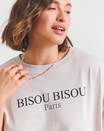 Simply Be Ecru Bisous Graphic Oversized T-Shirt