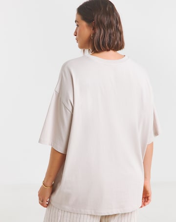 Simply Be Ecru Bisous Graphic Oversized T-Shirt