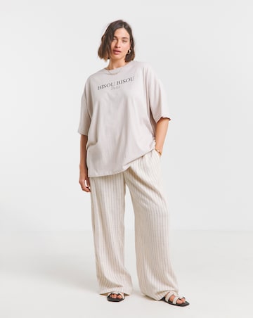 Simply Be Ecru Bisous Graphic Oversized T-Shirt