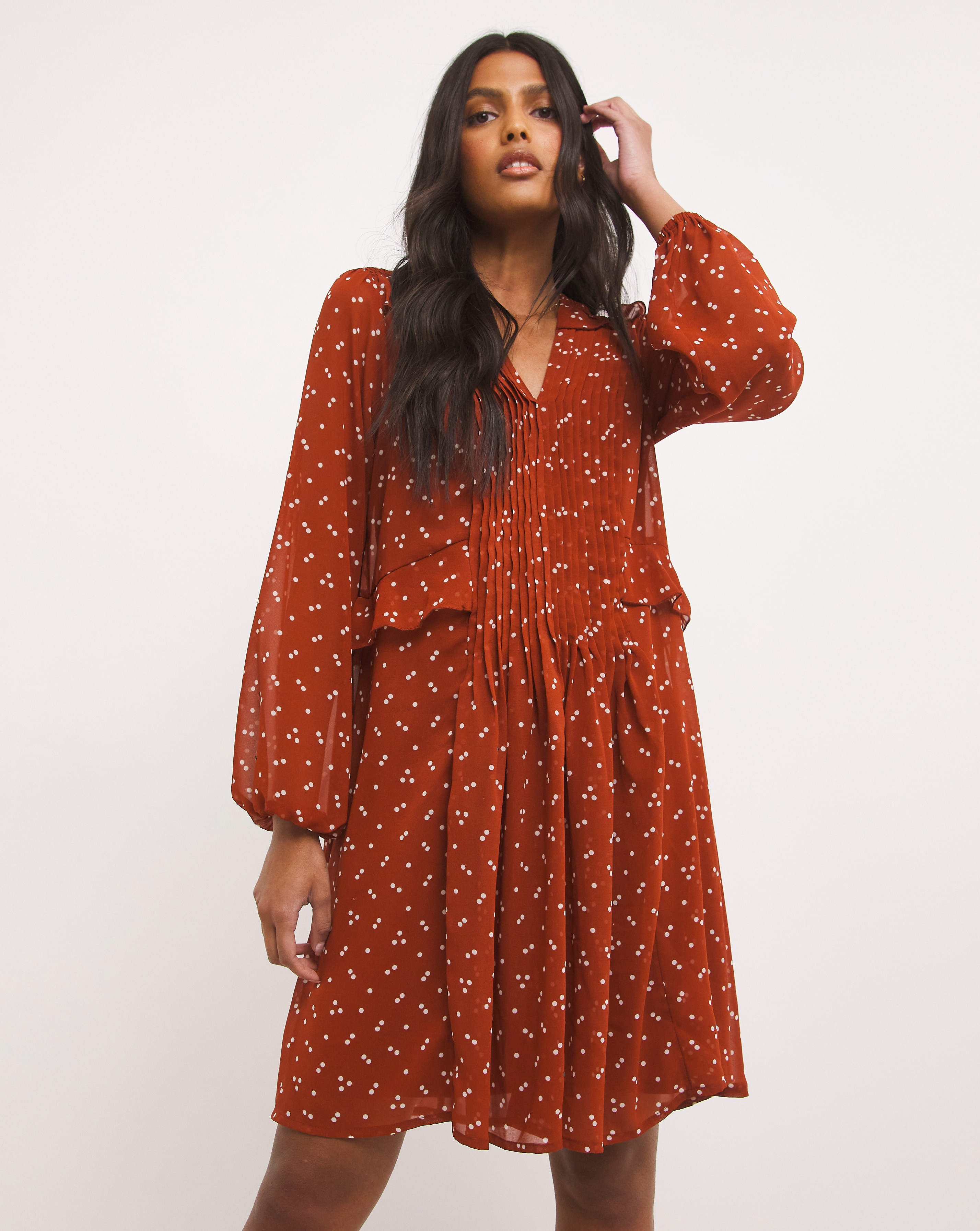 3/4 Sleeve Pintuck Swing Dress | J D Williams