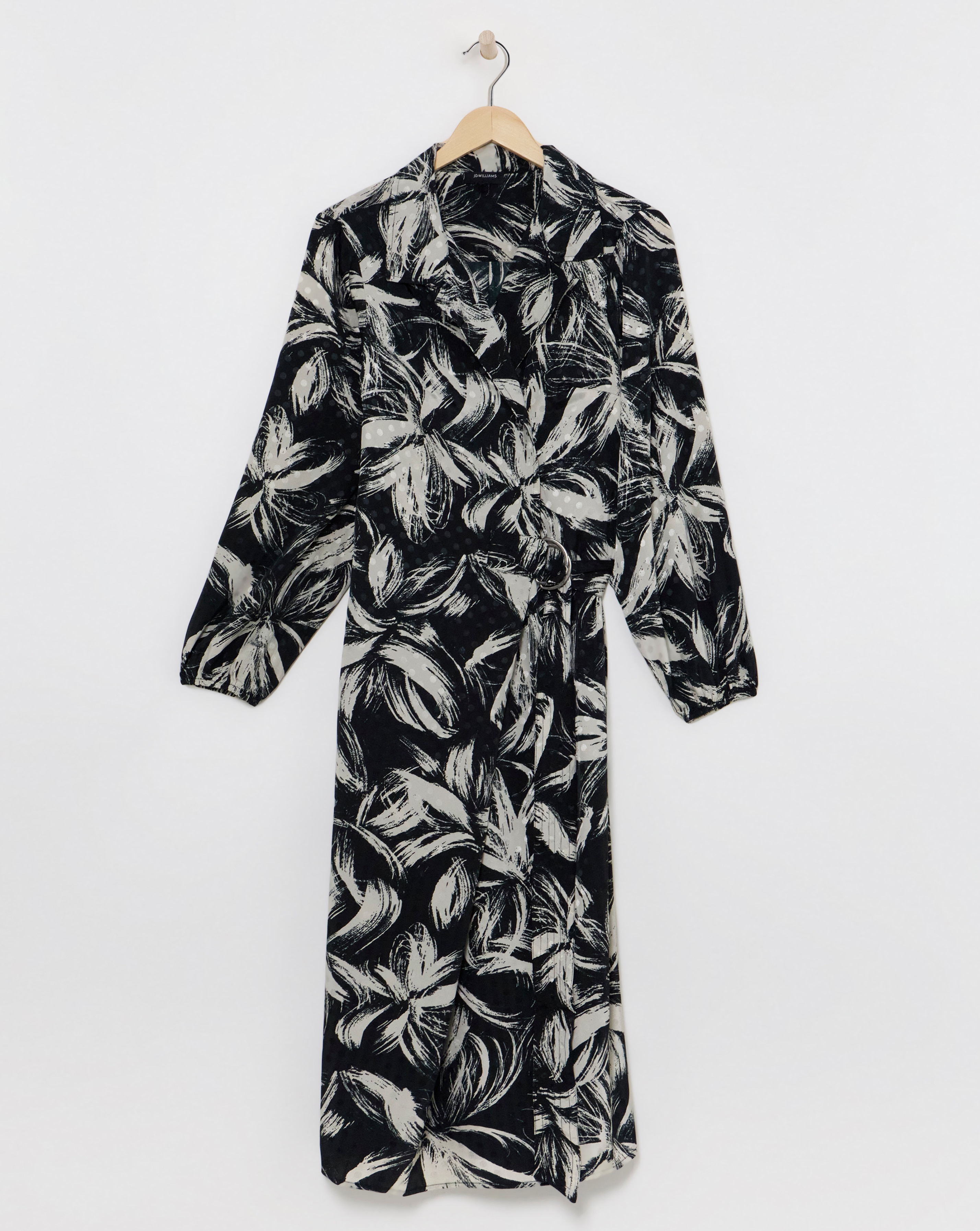 Satin Dobby Floral Wrap Dress