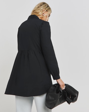 Black Dip Back Longline Adjustable Corset Shirt